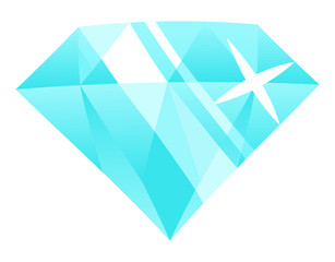 Gemstone sparkling vector, isolated icon of precious stone. Brilliant blue diamond, crystal material wealthy jewelry. Shiny mineral gem flat style