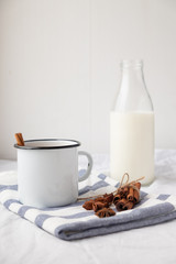 hot chocolate drink with spices. Winter drink. 