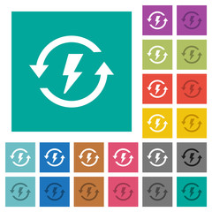 Renewable energy square flat multi colored icons