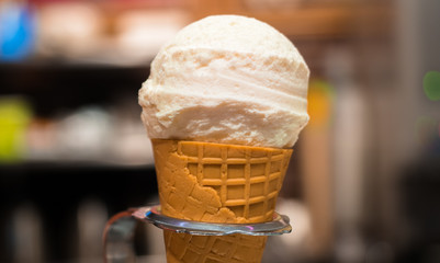 white Ice cream cone close up