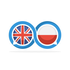 Illustrated icons with English and Polish communication concepts