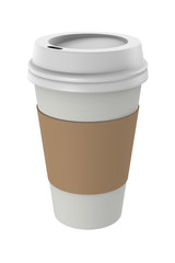 White Paper Coffee Cup on White Background