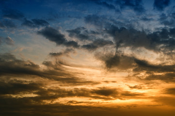 Fototapeta na wymiar Dramatic sky. Sunset. Nature background.