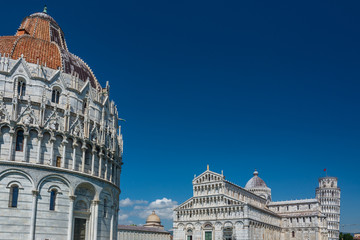 The Pisa Baptistery with the Cathedral and Leaning Tower of Pisa