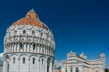 The Pisa Baptistery with the Cathedral and Leaning Tower of Pisa