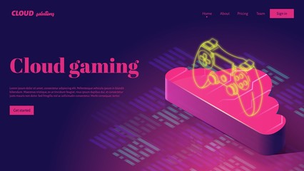 Cloud gaming streaming service landing page header concept. © woters