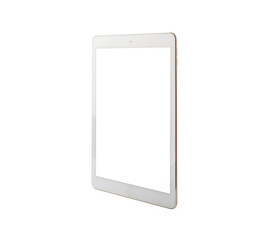 tablet white color with blank touch screen isolated on white background.