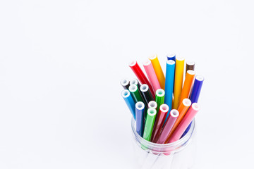 drawing Coloring pens isolated on white background