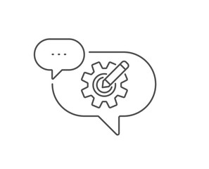 Cogwheel line icon. Chat bubble design. Engineering tool sign. Edit settings symbol. Outline concept. Thin line cogwheel icon. Vector