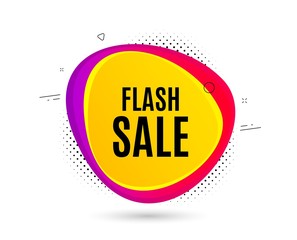 Flash Sale. Banner text shape. Special offer price sign. Advertising Discounts symbol. Geometric vector banner. Flash sale text. Gradient shape badge. Halftone pattern. Vector