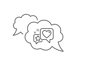 Star, heart line icon. Chat bubble design. Feedback rating sign. Customer satisfaction symbol. Outline concept. Thin line heart icon. Vector