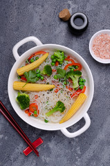 Traditional stir fry noodles with vegetables