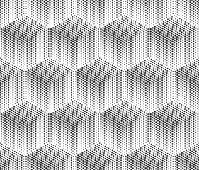 Seamless monochrome 3D cubes halftone background