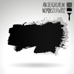 Black brush stroke and texture. Grunge vector abstract hand - painted element. Underline and border design.