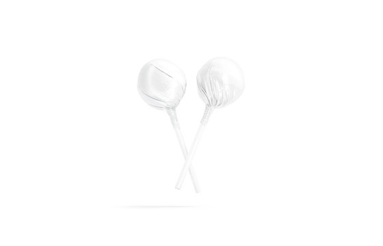 Blank Two White Lollipop Wrapper Mock Up, No Gravity