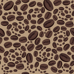 Seamless abstract patterns featuring coffee beans a brown background