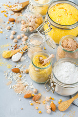 Gluten free food flour, almond, corn, rice, chickpea