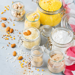 Gluten free food flour, almond, corn, rice, chickpea