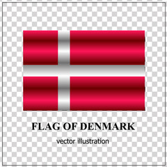 Banner with flag of Denmark. Colorful button with flag for design. Vector Illustration with transparent background.