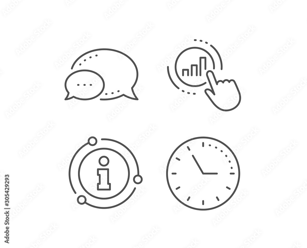 Poster statistics line icon. chat bubble, info sign elements. column chart sign. growth graph diagram symbo