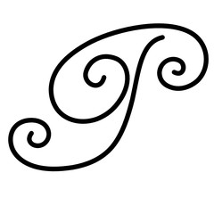 Black hand written monogram capital letter P on a white isolated background