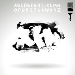 Black brush stroke and texture. Grunge vector abstract hand - painted element. Underline and border design.