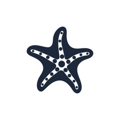 Obraz premium Starfish graphic icon. Sea star black sign isolated on white background. Sea life symbol. Vector illustration