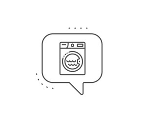 Laundry line icon. Chat bubble design. Washing machine sign. Hotel service symbol. Outline concept. Thin line laundry icon. Vector