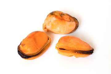 mussels without shell isolated on white background
