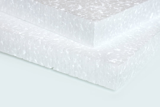 Styrofoam sheet on a white background. polystyrene