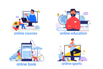 Fototapeta na wymiar Online education concept. Idea of study remotely using internet.