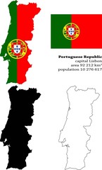 Portugal vector map, flag, borders, mask , capital, area and population infographic