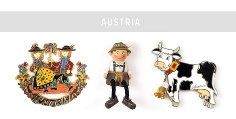 Souvenir (magnet) from Austria isolated on white background