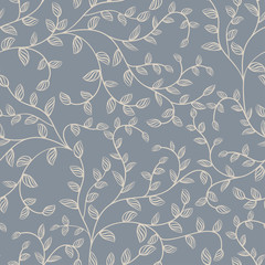 White and gray seamless leaves wallpaper