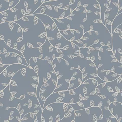 Wall murals Grey White and gray seamless leaves wallpaper