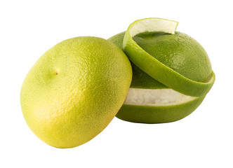 green citrus fruits sweetie on a white background