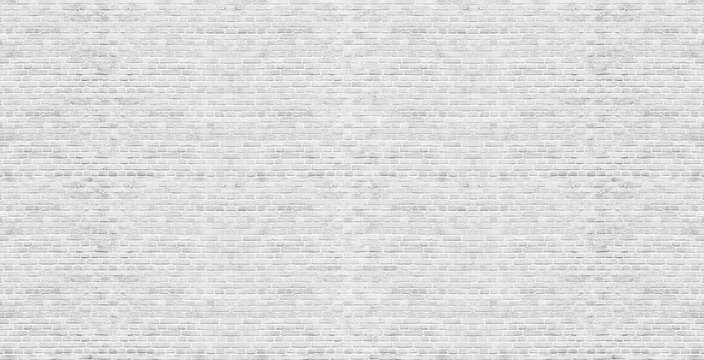 Fototapeta Panoramic background of wide old white brick wall texture. Home or office design backdrop