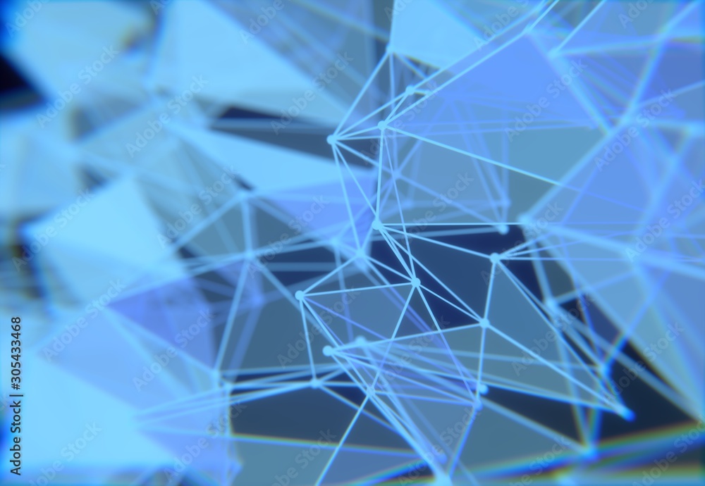 Poster plexus digitally generated image of blue light and stripes moving fast over black background