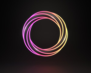 Colorful neon lights wrapping torus