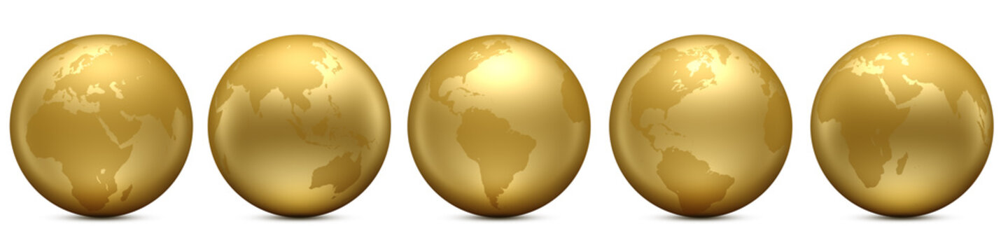 Gold Earth globe set