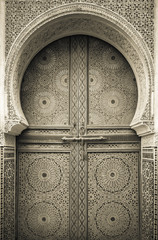 Old wooden doors in traditional Moroccan style.
