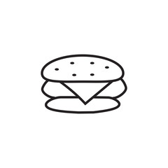 Burger, Simple linear drawing on a white background, fast food food, editable stroke.