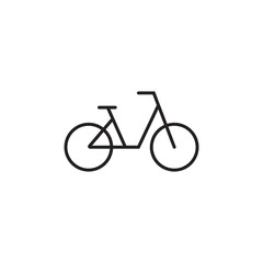 BIKE, Simple linear drawing on a white background, Transport, Editable stroke. Way to travel.