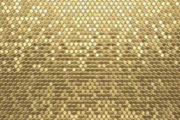 Gold foil hexagon textured background