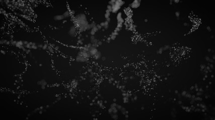 Organic digitally generated image of blue light and stripes moving fast over black background