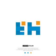 EH E H Logo Monogram with Blue and yellow Colors. modern letter logo design