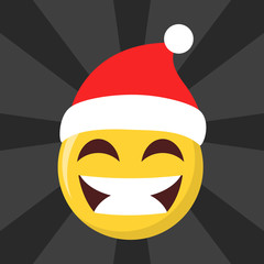 Vector illustration of funny christmas emoji. Festive face