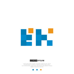 EK E K Logo Monogram with Blue and yellow Colors. modern letter logo design