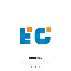 EC E C Logo Monogram with Blue and yellow Colors. modern letter logo design