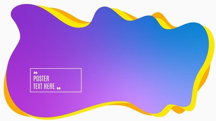 Blurred background. Geometric liquid shape. Abstract purple and blue gradient design. Dynamic shape background. Landing page blurred cover. Composition template banner. Vector